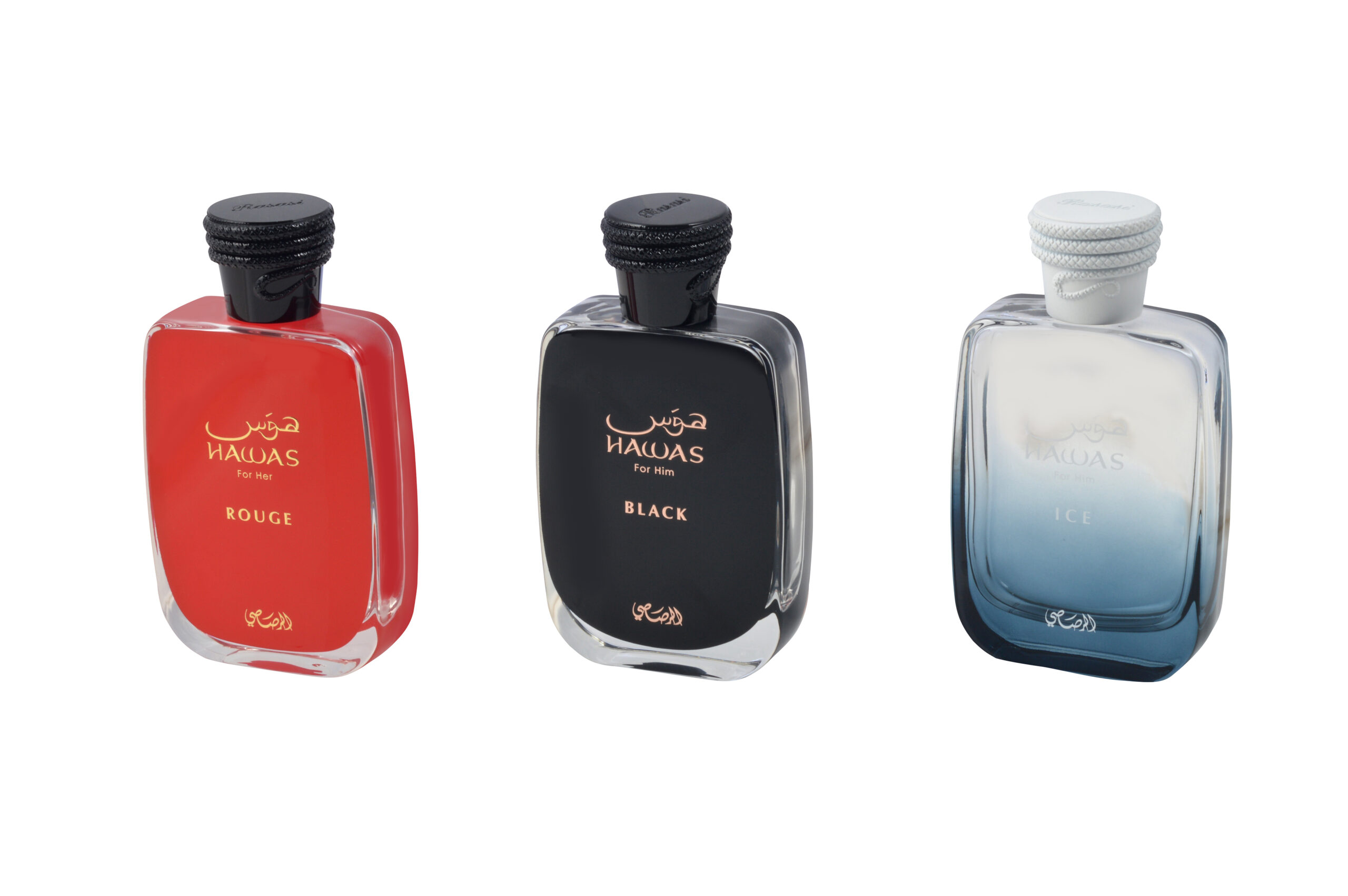 Perfume Bottle Trio - Red Black Blue